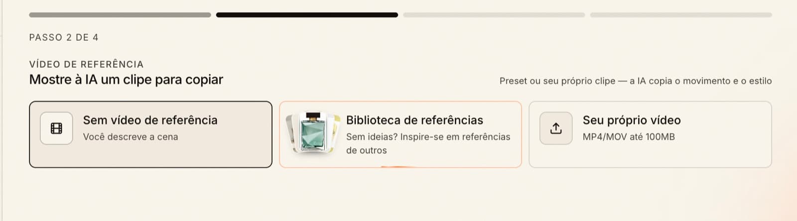 Etapa de vídeo de referência no criador do Reelmente
